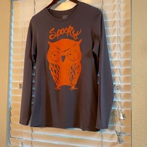 Spooky Owl Old Navy Halloween Long sleeve tee Gray & Orange